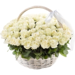 Basket with  white roses