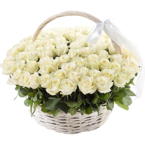 Basket with  white roses