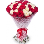 35 Trandafiri Albi Roșii